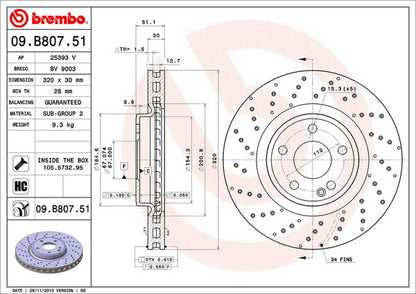 brembo BRAKE DISC MERCEDES BENZ CLAクラス X117(シューティングブレーク) 117944 2015/06〜 フロント左右セット 09.B807.51