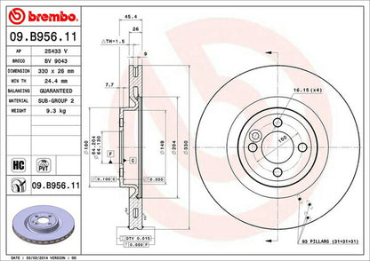 brembo BRAKE DISC MINI R56 JCWGP 2012/10〜2014/04 フロント左右セット 09.B956.11
