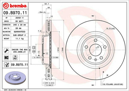 brembo BRAKE DISC AUDI A6(C7) 4GCGWS 2011/08〜2015/07 フロント左右セット 09.B970.11