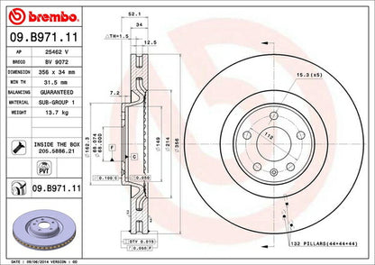 brembo BRAKE DISC AUDI A7 4GCGWC 2011/05〜2015/04 フロント左右セット 09.B971.11