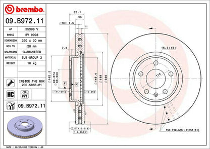 brembo BRAKE DISC AUDI A6(C7) 4GCHVS 2011/08〜2015/07 フロント左右セット 09.B972.11