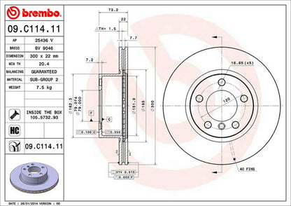 brembo BRAKE DISC BMW 1シリーズ F20 1A16 2011/10〜2012/03 フロント左右セット 09.C114.11