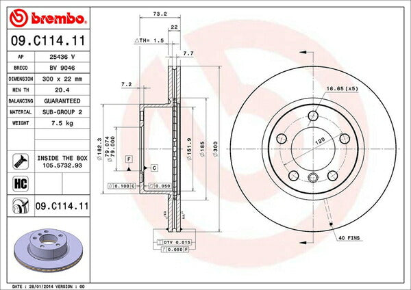 brembo BRAKE DISC BMW 4シリーズ F32(クーペ) 3N20 2013/09〜2016/04 フロント左右セット 09.C114.11