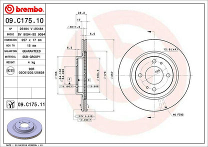 brembo BRAKE DISC ミツビシ アイミーブ HA3W/HA4W 2009/06〜 フロント左右セット 09.C175.11