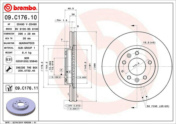 brembo BRAKE DISC マツダ CX-7 ER3P 2006/12〜 フロント左右セット 09.C176.11