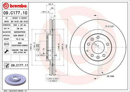 brembo BRAKE DISC マツダ MPV LY3P 2006/02〜 フロント左右セット 09.C177.11