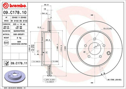 brembo BRAKE DISC マツダ MPV LY3P 2006/02〜 リア左右セット 09.C178.11