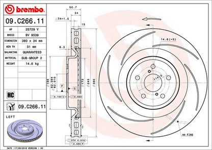 brembo BRAKE DISC レクサス RC F USC10 2014/09〜 フロント左右セット 09.C266.11