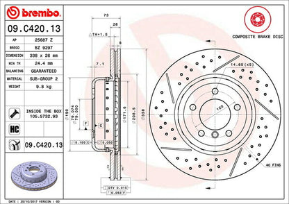brembo BRAKE DISC BMW 1シリーズ E82 UC35 2008/02〜2010/04 フロント左右セット 09.C420.13