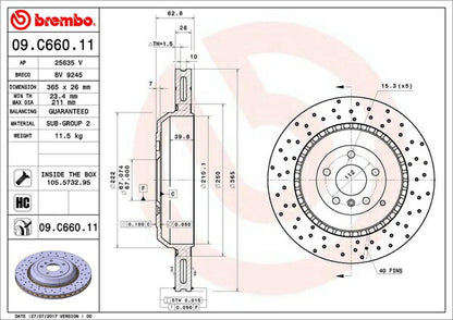 brembo BRAKE DISC MERCEDES BENZ Mクラス W164 164177 2006/10〜2012/06 リア左右セット 09.C660.11