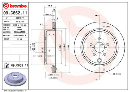 brembo BRAKE DISC スバル レガシィアウトバック BRF 2009/06〜2014/10 リア左右セット 09.C662.11