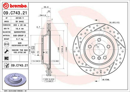 brembo BRAKE DISC MINI F54(クラブマン) F54 2015/09〜 リア左右セット 09.C743.21