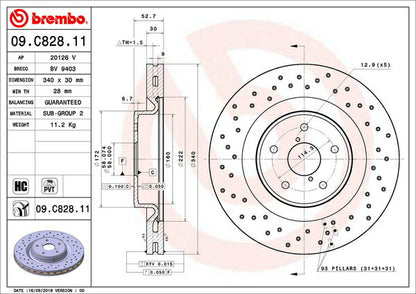 brembo BRAKE DISC スバル WRX STI VAB 2017/06〜 フロント左右セット 09.C828.11