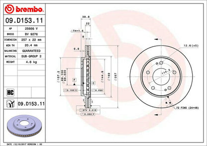 brembo BRAKE DISC ミツビシ パジェロミニ H53A/H58A 1998/08〜 フロント左右セット 09.D153.11