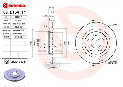 brembo BRAKE DISC ミツビシ パジェロイオ H76W 1998/06〜2006/01 フロント左右セット 09.D154.11