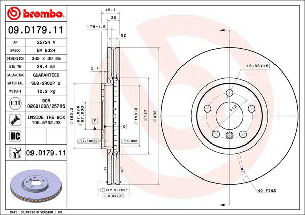 brembo BRAKE DISC MINI F60(クロスオーバー) YS20 2017/05〜 フロント左右セット 09.D179.11