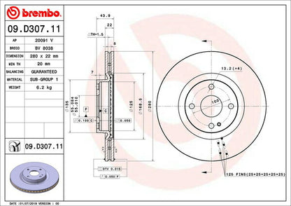 brembo BRAKE DISC マツダ ロードスター/ユーノスロードスター ND5RC 2015/05〜 フロント左右セット 09.D307.11