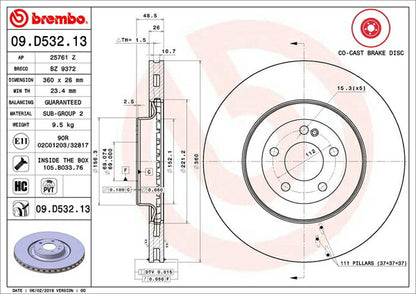 brembo BRAKE DISC MERCEDES BENZ W257 257361 2018/06〜 リア左右セット 09.D532.13