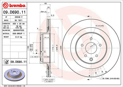 brembo BRAKE DISC ニッサン フェアレディZ Z34/HZ34 2008/12〜 リア左右セット 09.D690.11