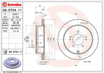 brembo BRAKE DISC ミツビシ ランサーエボリューションX CZ4A 2007/10〜 リア左右セット 09.D704.11