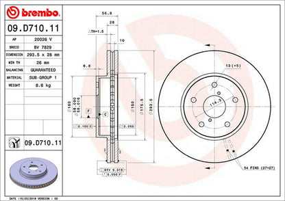 brembo BRAKE DISC スバル レガシィセダン/レガシィB4 BN9 2014/10〜 フロント左右セット 09.D710.11