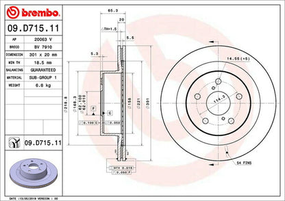 brembo BRAKE DISC トヨタ アルファード/ヴェルファイア GGH30W/GGH35W 2018/01〜 リア左右セット 09.D715.11