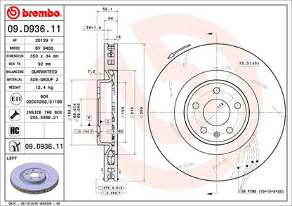 brembo BRAKE DISC PORSCHE マカン 95BCTM 2014/04〜 フロント左右セット 09.D936.11