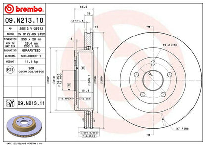 brembo BRAKE DISC JEEP グランドチェロキー WH61 2006/09〜2011 リア左右セット 09.N213.11