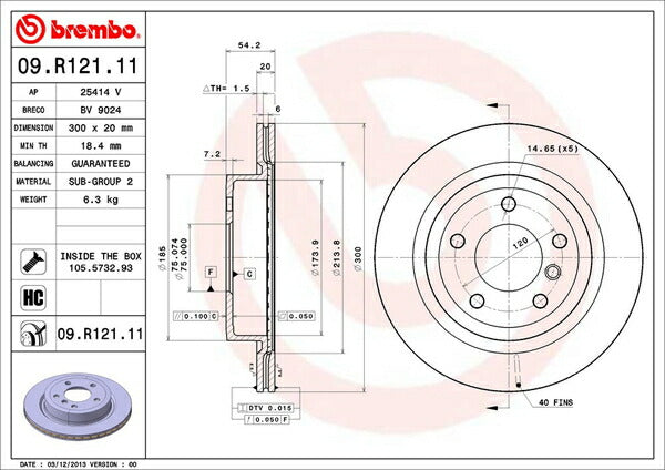 brembo BRAKE DISC BMW Z4 E89 LM25 2010/04〜 リア左右セット 09.R121.11