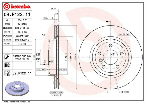 brembo BRAKE DISC BMW Z4 E89 LM35 2010/05〜 リア左右セット 09.R122.11