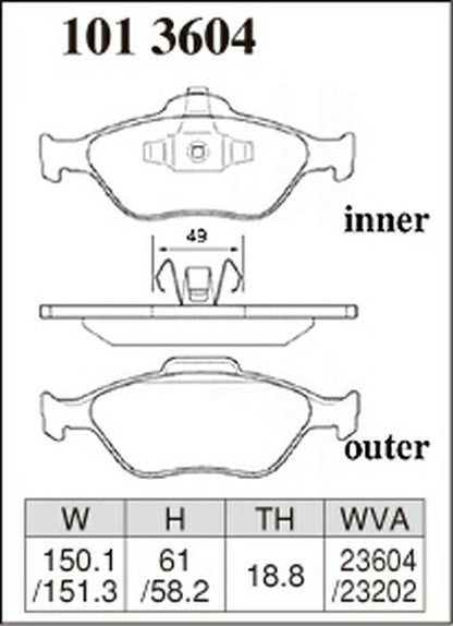 DIXCEL ブレーキパッド Pタイプ FORD フィエスタ WF0FYJ 2004/04〜2008 フロント左右セット 1013604