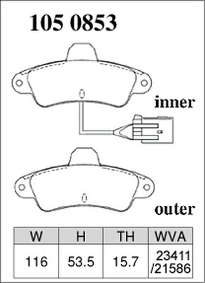 DIXCEL ブレーキパッド Pタイプ FORD モンデオ WF0NSE/WF0FSE 1993〜1997/12 リア左右セット 1050853