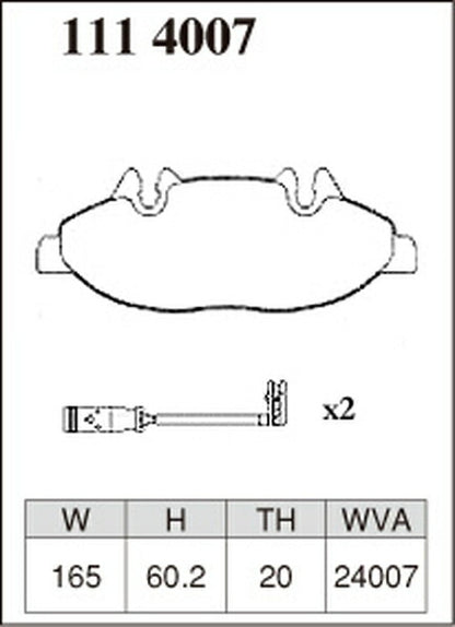DIXCEL ブレーキパッド Mタイプ MERCEDES BENZ W639 639811/639811C 2003/10〜2006/10 フロント左右セット 1114007