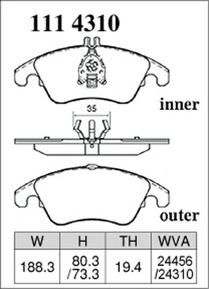 DIXCEL ブレーキパッド Zタイプ MERCEDES BENZ R172 172457 2011/05〜2016/06 フロント左右セット 1114310
