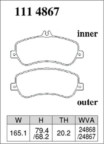 DIXCEL ブレーキパッド Zタイプ MERCEDES BENZ X204 204988 2012/07〜 フロント左右セット 1114867