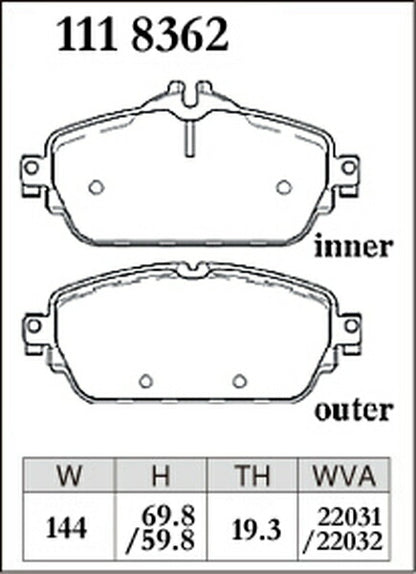 DIXCEL ブレーキパッド Mタイプ MERCEDES BENZ W238 238442C/238477C 2017/05〜 フロント左右セット 1118362