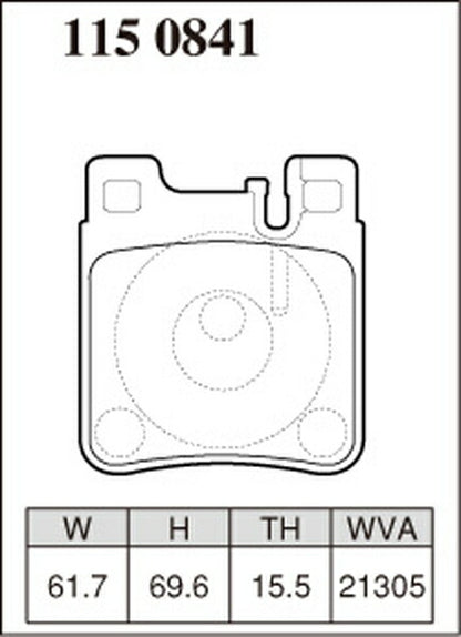 DIXCEL ブレーキパッド Mタイプ MERCEDES BENZ W202(セダン) 202028/202A36S/202B36S 1994〜2000 リア左右セット 1150841