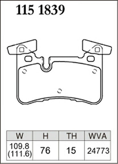 DIXCEL ブレーキパッド Mタイプ MERCEDES BENZ W204(ワゴン) 204277 2008/04〜 リア左右セット 1151839