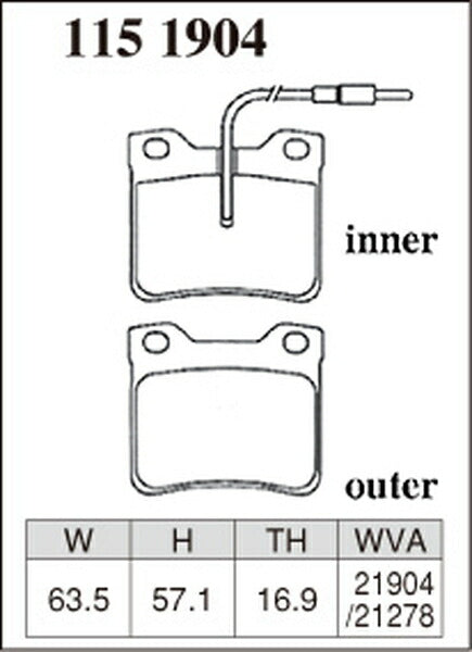 DIXCEL ブレーキパッド Mタイプ MERCEDES BENZ W638 638230/638234/638244/638280/638294 1998〜2003/10 リア左右セット 1151904