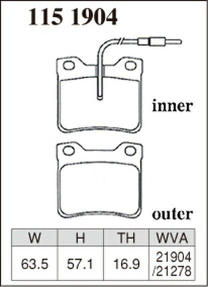 DIXCEL ブレーキパッド Mタイプ MERCEDES BENZ W638 638230/638234/638244/638280/638294 1998〜2003/10 リア左右セット 1151904