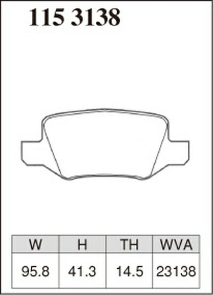 DIXCEL ブレーキパッド Mタイプ MERCEDES BENZ W169 169032/169033 2005/02〜2012/12 リア左右セット 1153138