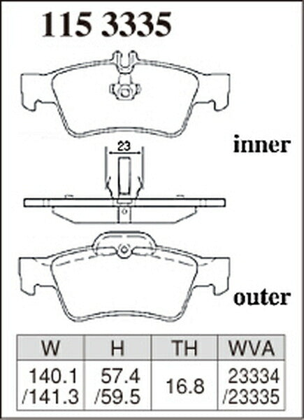 DIXCEL ブレーキパッド Mタイプ MERCEDES BENZ W212(セダン) 212080C 2011/11〜2016/07 リア左右セット 1153335