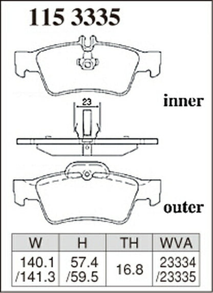 DIXCEL ブレーキパッド Mタイプ MERCEDES BENZ W212(セダン) 212080C 2011/11〜2016/07 リア左右セット 1153335