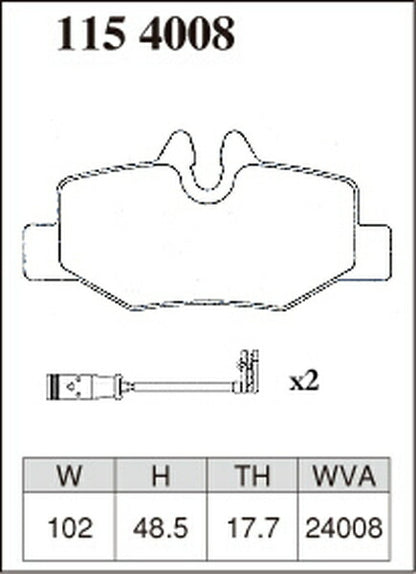 DIXCEL ブレーキパッド ESタイプ MERCEDES BENZ W639 639811/639811C 2006/11〜2007/11 リア左右セット 1154008
