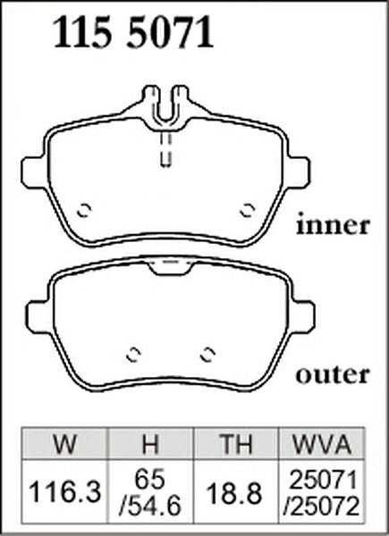 DIXCEL ブレーキパッド Mタイプ MERCEDES BENZ W217 217482/217483 2016/06〜 リア左右セット 1155071
