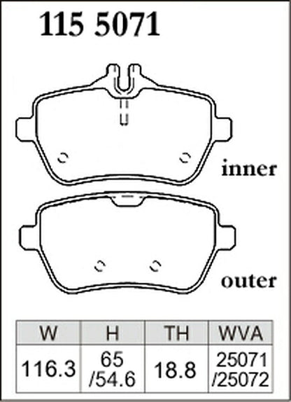 DIXCEL ブレーキパッド Mタイプ MERCEDES BENZ W217 217482/217483 2016/06〜 リア左右セット 1155071
