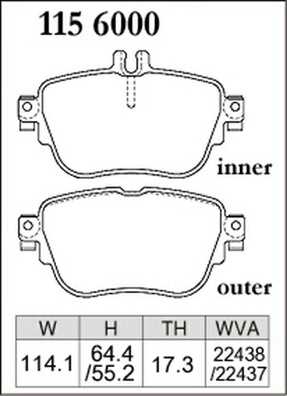 DIXCEL ブレーキパッド Mタイプ MERCEDES BENZ W213(ワゴン) 213242C 2016/11〜 リア左右セット 1156000