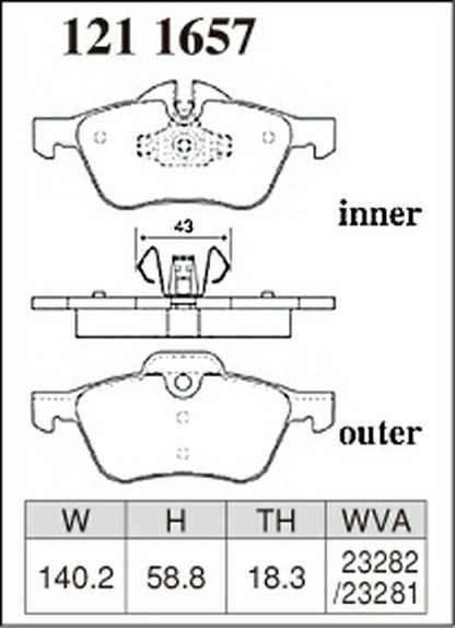 DIXCEL ブレーキパッド RAタイプ MINI R50/R52/R53 RA16/RE16/RF16/RH16 2002〜 フロント左右セット 1211657