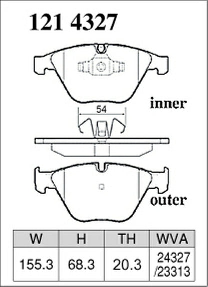DIXCEL ブレーキパッド Pタイプ BMW E90 VF25 2007/09〜2012/04 フロント左右セット 1214327