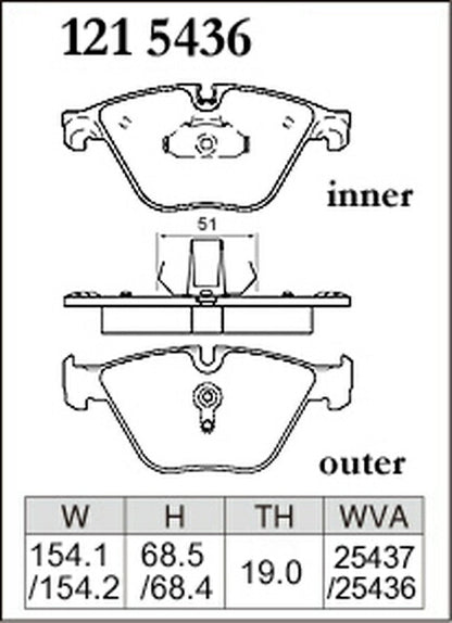 DIXCEL ブレーキパッド Mタイプ BMW F12(カブリオレ) LW30 2015/07〜 フロント左右セット 1215436